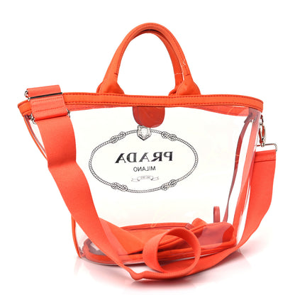 Prada Plexiglass Canapa Small Shopper Tote Arancio 4 of 12