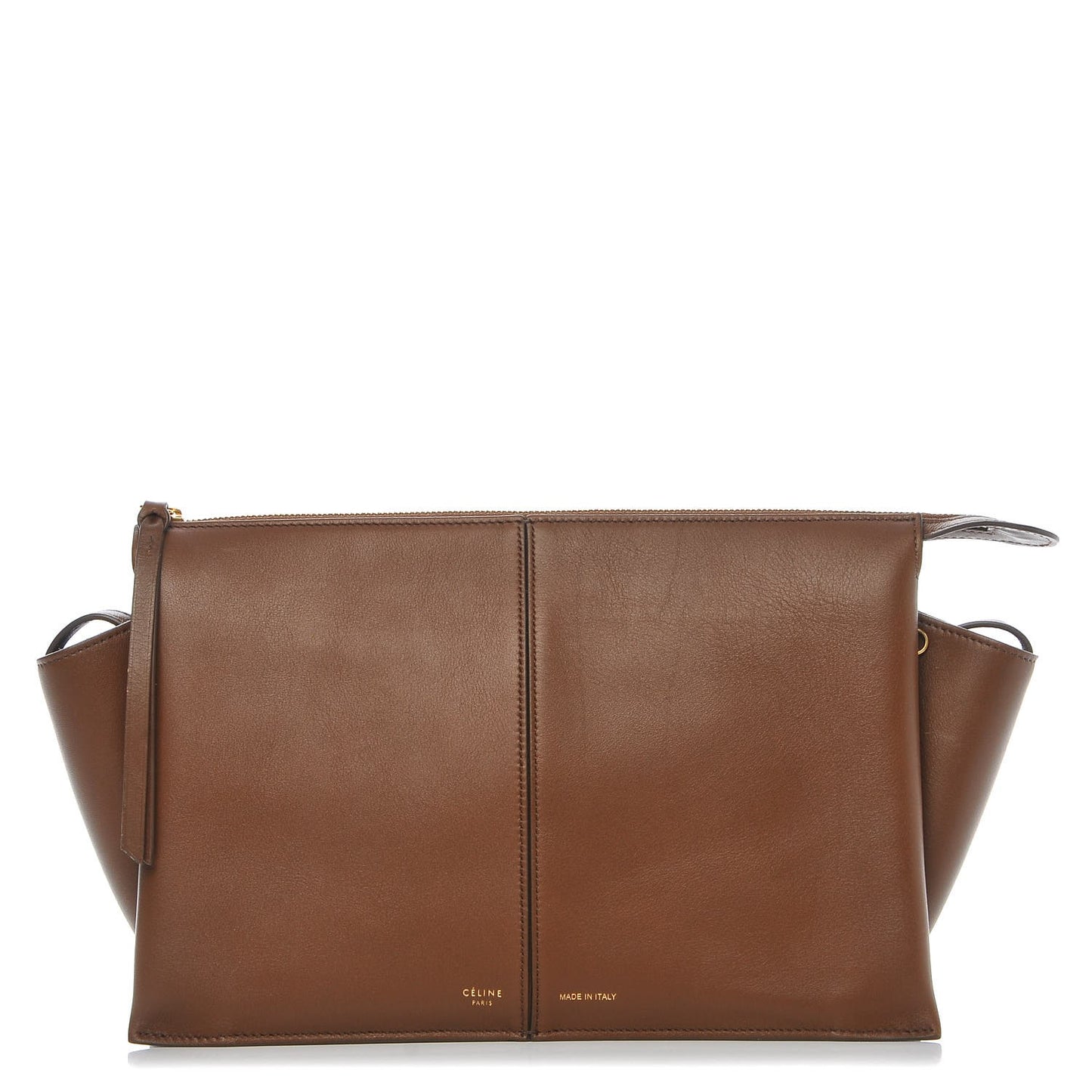 Natural Calfskin Tri-Fold Clutch on Chain Havana