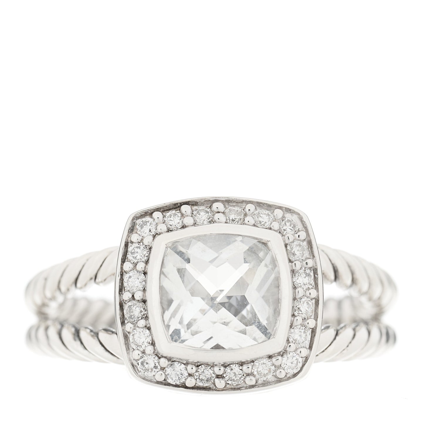 Sterling Silver Diamond White Topaz 7mm Petite Albion Ring 54 7