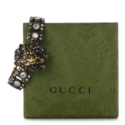 Gucci Metal Crystal Lion Head Bracelet S Aged Gold 8 of 8