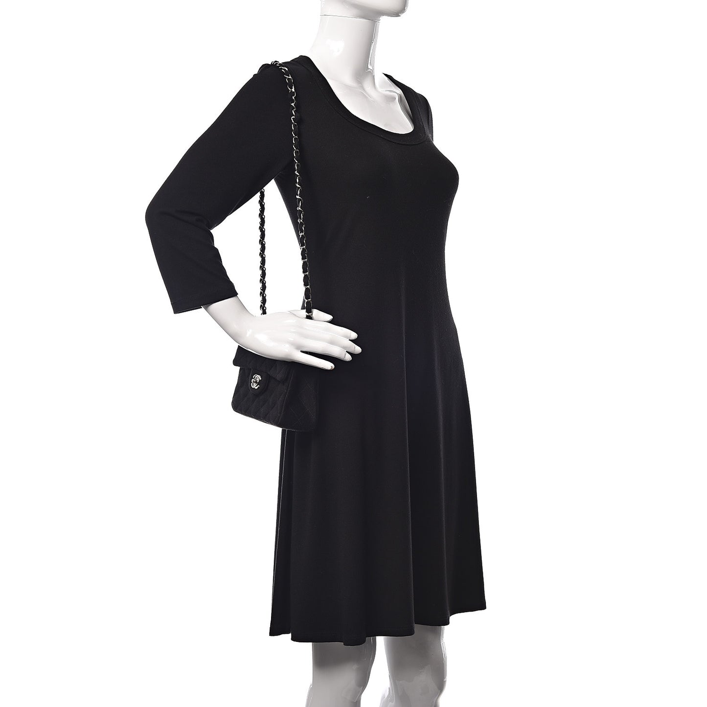 Jersey Quilted Mini Square Flap Black