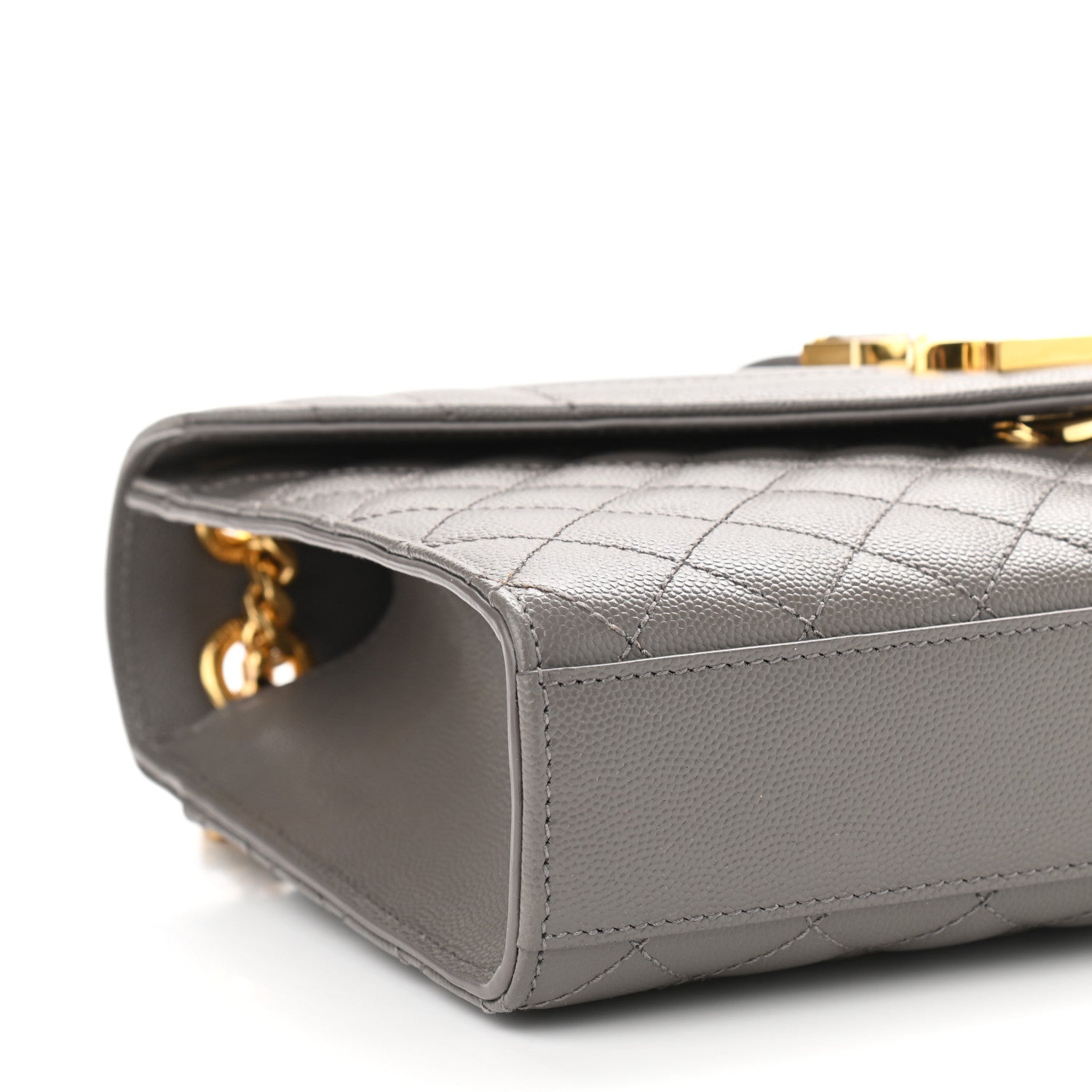 Saint Laurent Grain De Poudre Textured Mixed Matelasse Medium Triquilt Monogram Satchel Earth 9 of 10