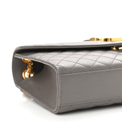 Saint Laurent Grain De Poudre Textured Mixed Matelasse Medium Triquilt Monogram Satchel Earth 9 of 10