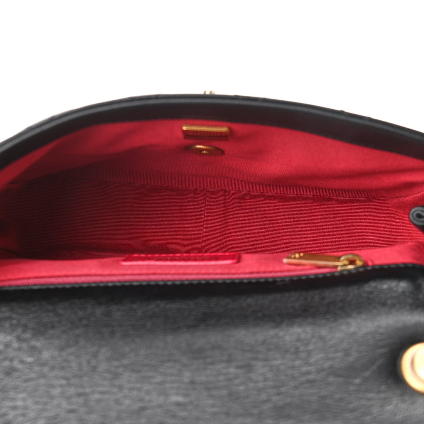 Glazed Calfskin Quilted Pearl Side Flap Black