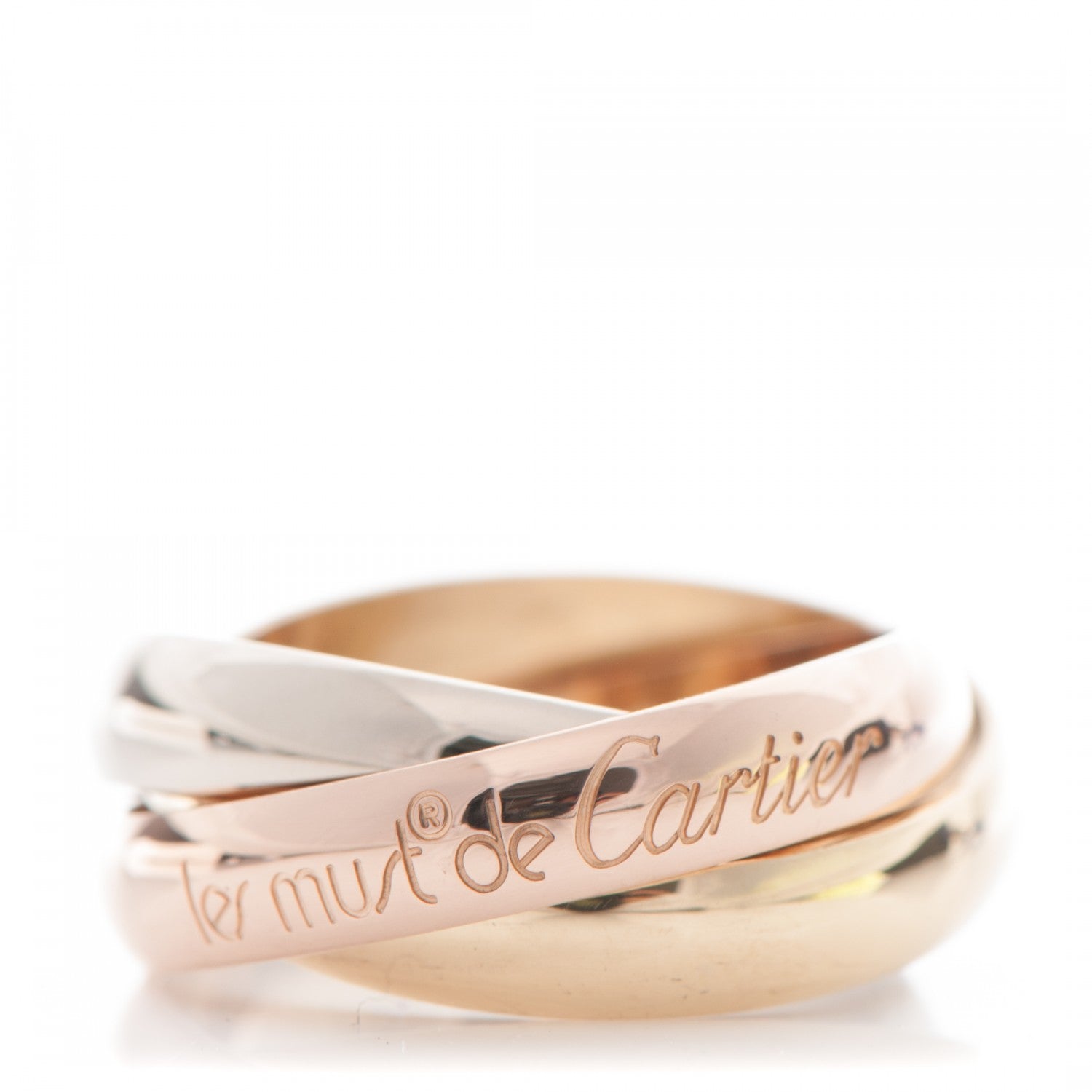 Cartier 18K Pink Yellow White Gold Small Trinity Ring 47 4 1 of 4