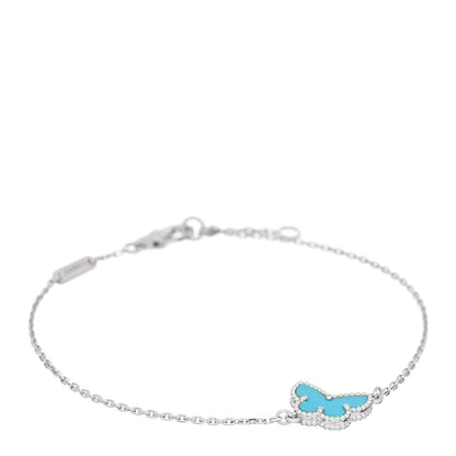 Van Cleef & Arpels 18K White Gold Turquoise Sweet Alhambra Butterfly Bracelet 1 of 3