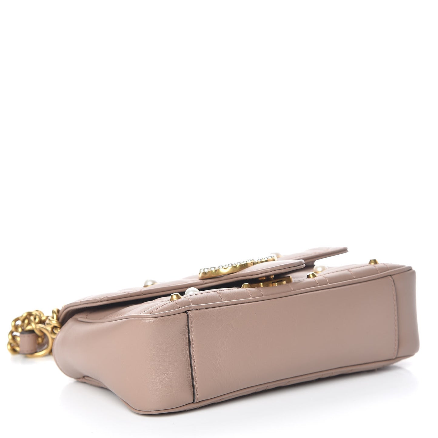 Calfskin Matelasse Studded Mini Pearly GG Marmont Shoulder Bag Porcelain Rose