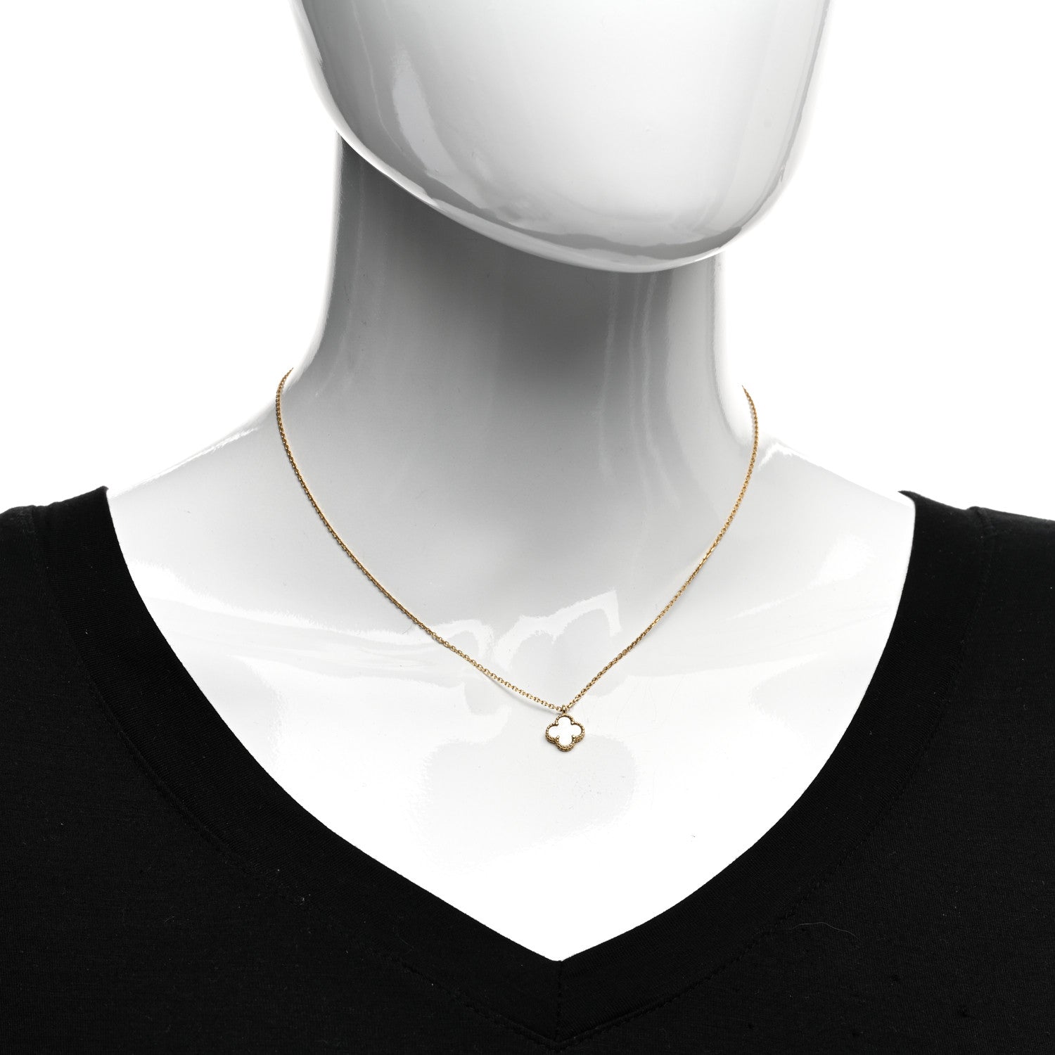 Van Cleef & Arpels 18K Yellow Gold Mother of Pearl Sweet Alhambra Pendant Necklace 2 of 5