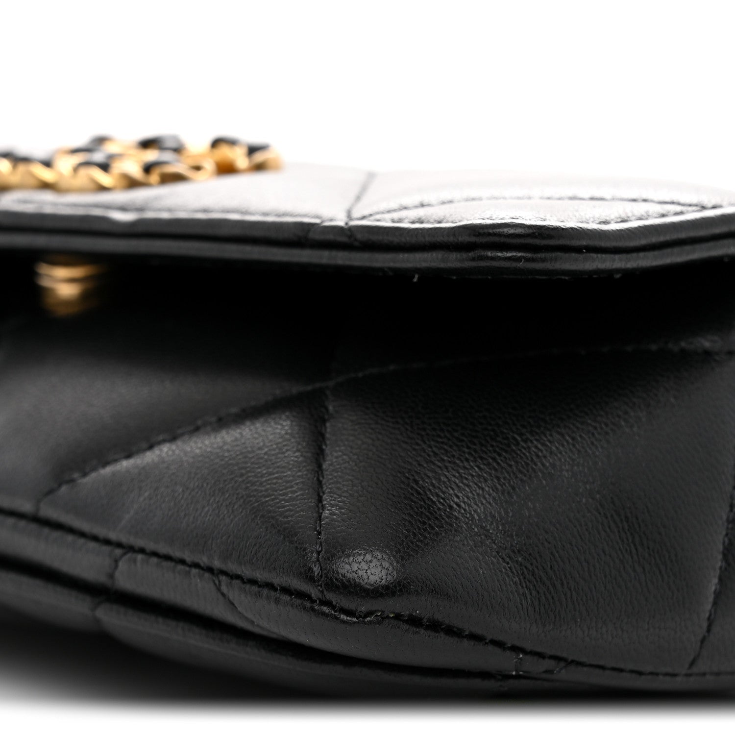 Chanel Goatskin Quilted Chanel 19 Glasses Case With Chain Black 10 of 10