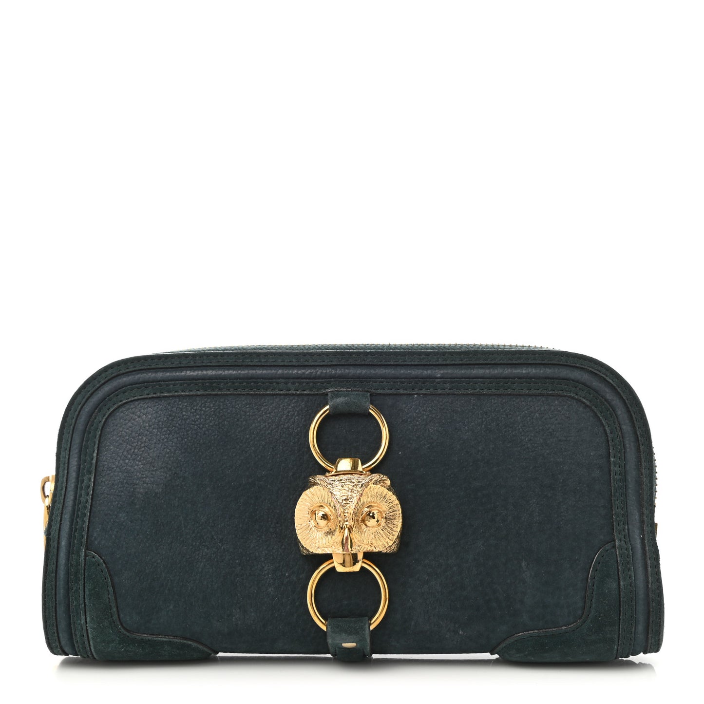 Prorsum Grainy Nubuck Alma Owl Clutch Indigo Green