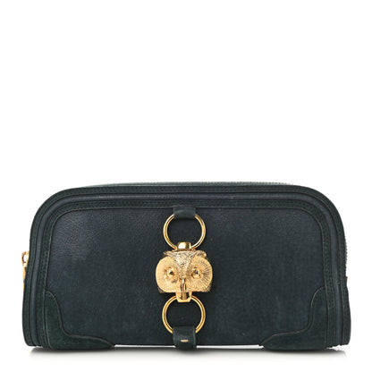 Burberry Prorsum Grainy Nubuck Alma Owl Clutch Indigo Green 1 of 12
