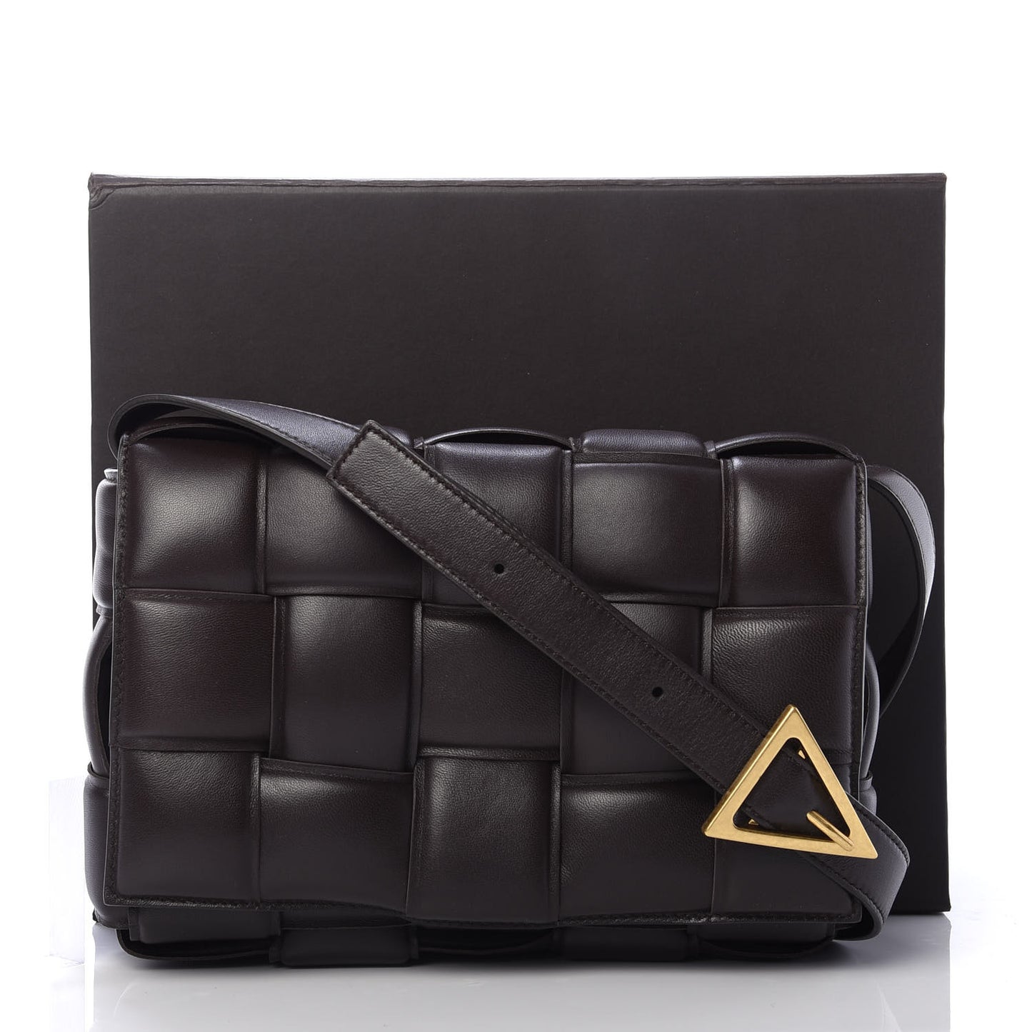 Nappa Maxi Intreccio Padded Cassette Crossbody Bag Fondente