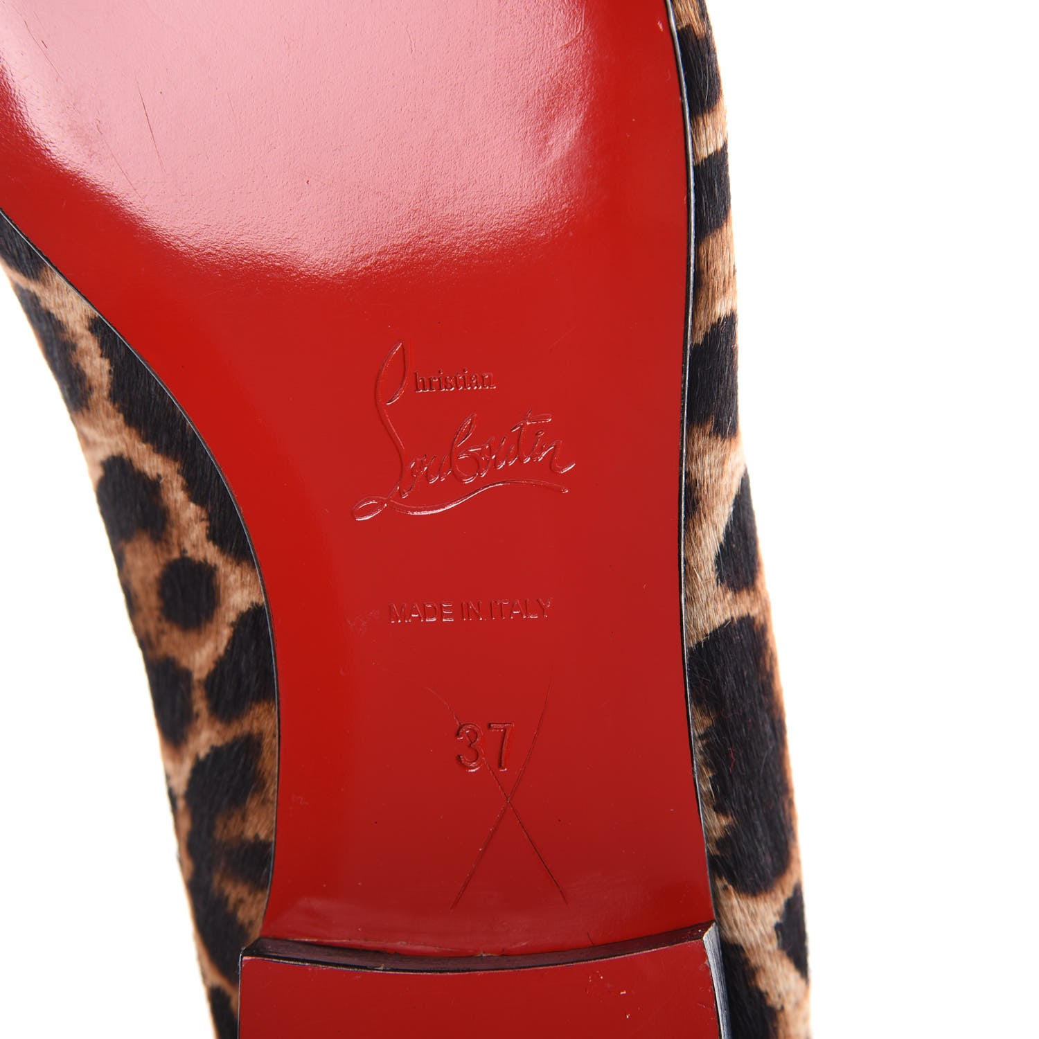Christian Louboutin Pony Hair Print Spikes Womens Intern Flat Loafers 37 Leopard Black 6 of 7