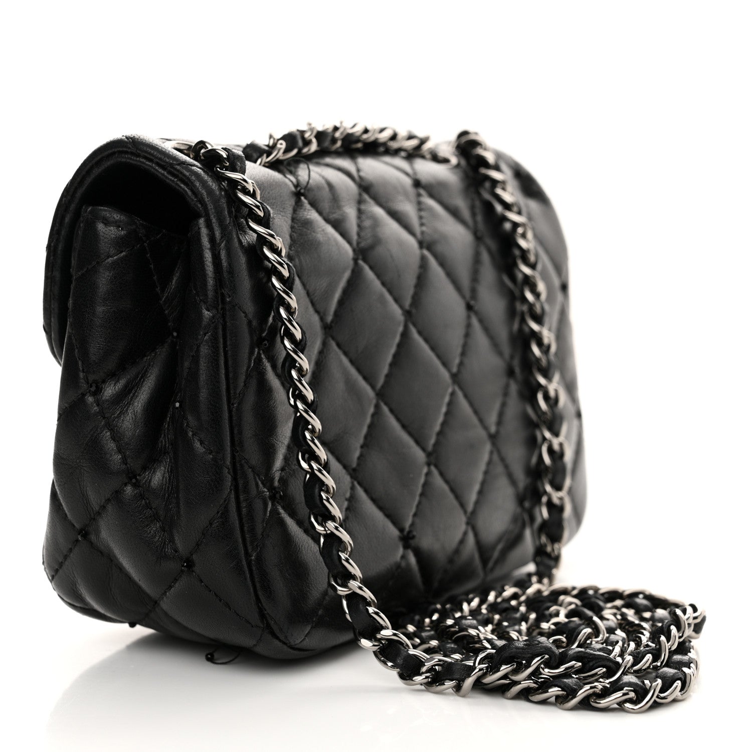 Chanel Lambskin Quilted Beaded Extra Mini Rectangular Flap Black 3 of 12