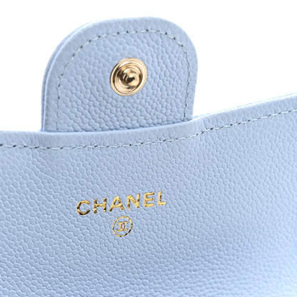 Chanel Caviar Quilted Flap Card Holder Wallet Light Blue 6 of 7