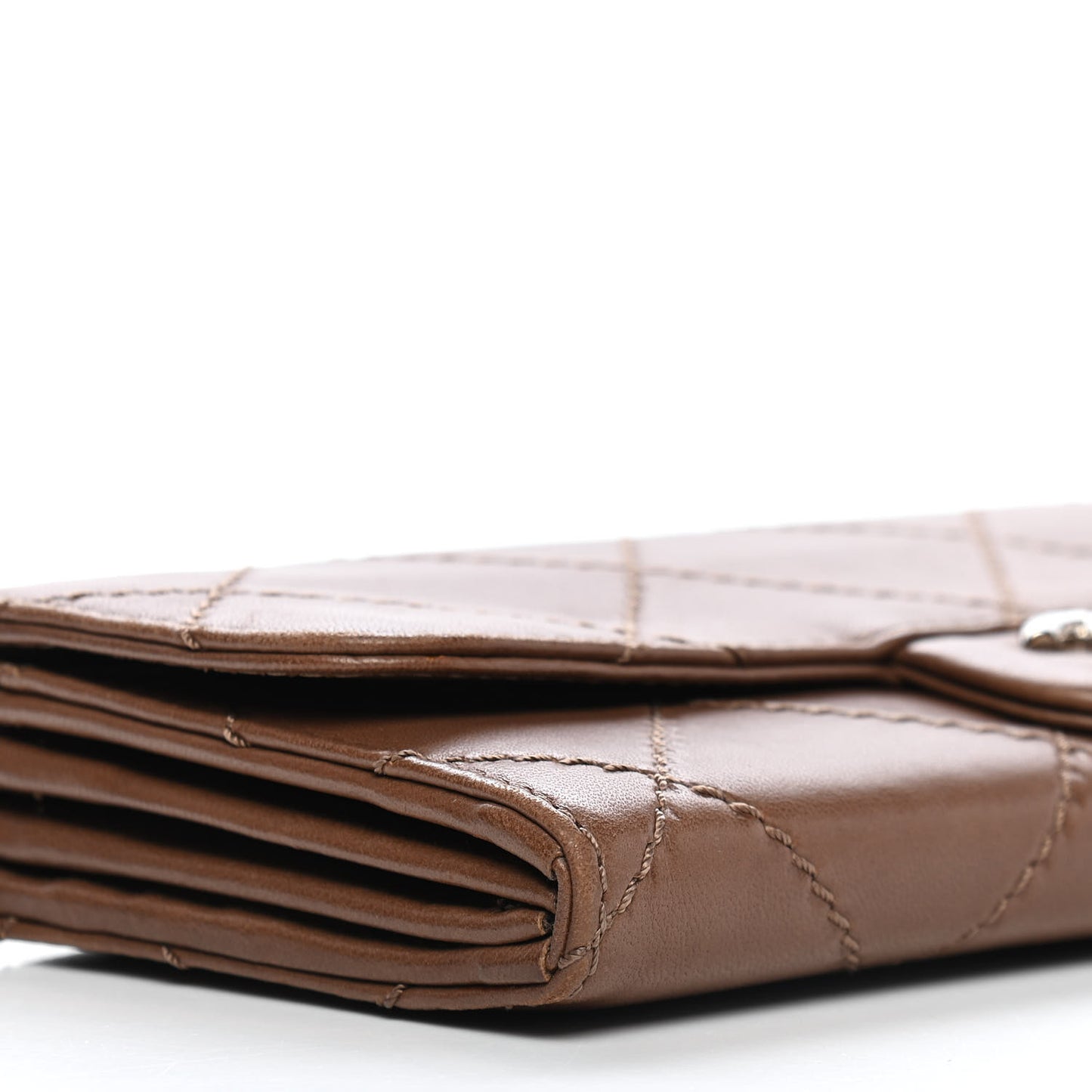 Lambskin Stitched Orient Express Wallet on Chain WOC Brown