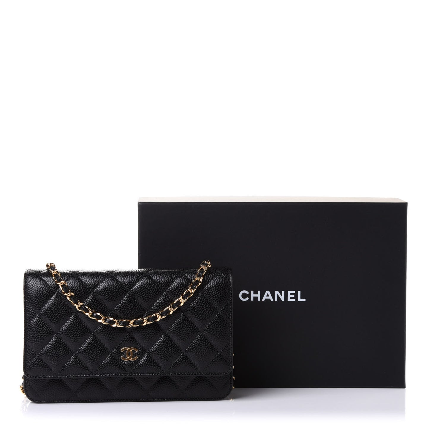 Caviar Quilted Wallet On Chain WOC Black