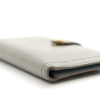 Miu Miu Goatskin Madras Vertical Wallet Grey Blue 7 of 8