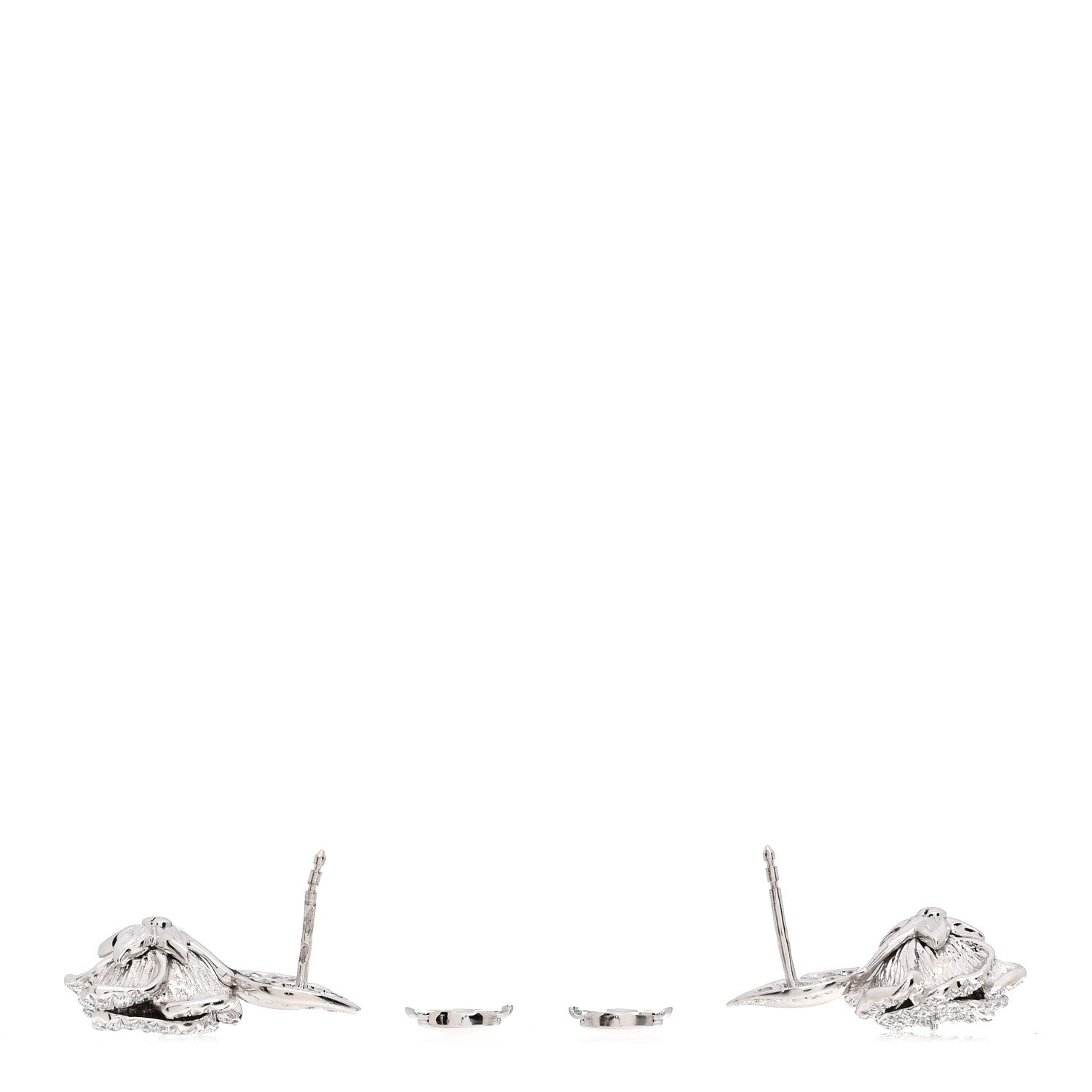 Christian Dior 18K White Gold Diamond Rose Bagatelle Earrings 3 of 4