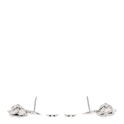 Christian Dior 18K White Gold Diamond Rose Bagatelle Earrings 3 of 4