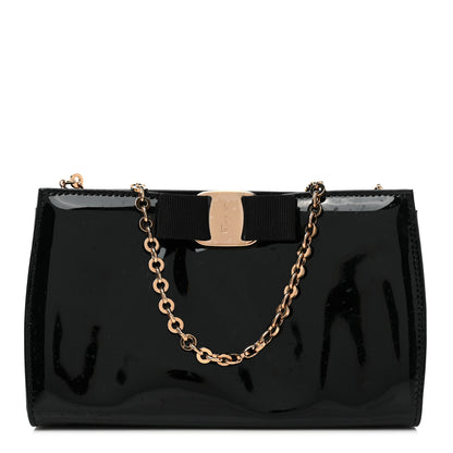 Salvatore Ferragamo Patent Vara Bow Shoulder Bag Black 1 of 8