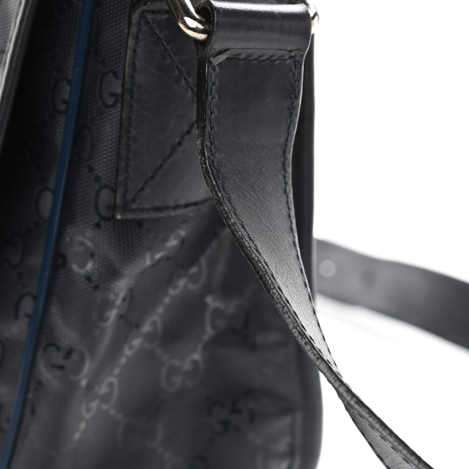 Gucci Imprime Monogram Medium Double Buckle Flap Messenger Bag Navy 14 of 16