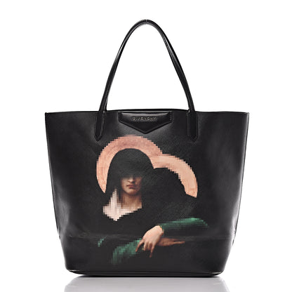 Givenchy Textured Coated Canvas Pixel Madonna Print Medium Antigona Tote Black 3 of 25
