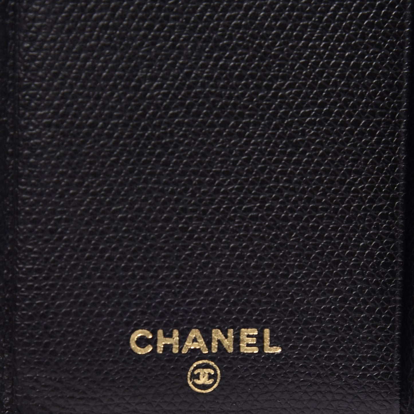 Grained Calfskin CC Button Card Holder Black