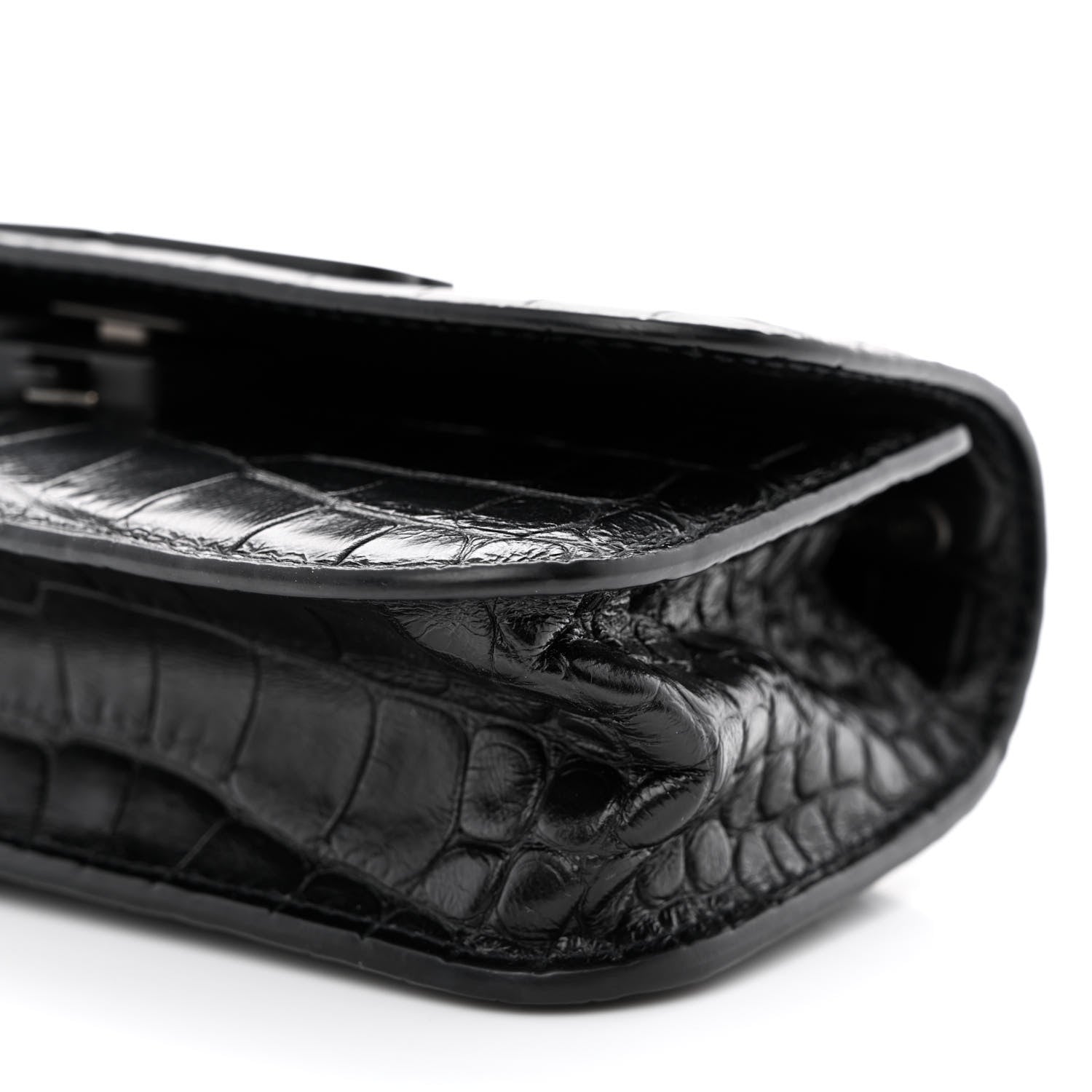 Balenciaga Extra Supple Calfskin Monochrome Crocodile Embossed Gossip Chain Bag XS Black 10 of 10