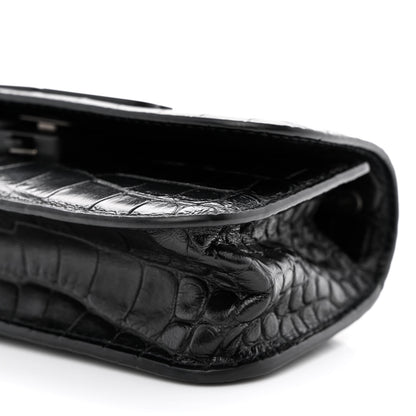 Balenciaga Extra Supple Calfskin Monochrome Crocodile Embossed Gossip Chain Bag XS Black 10 of 10