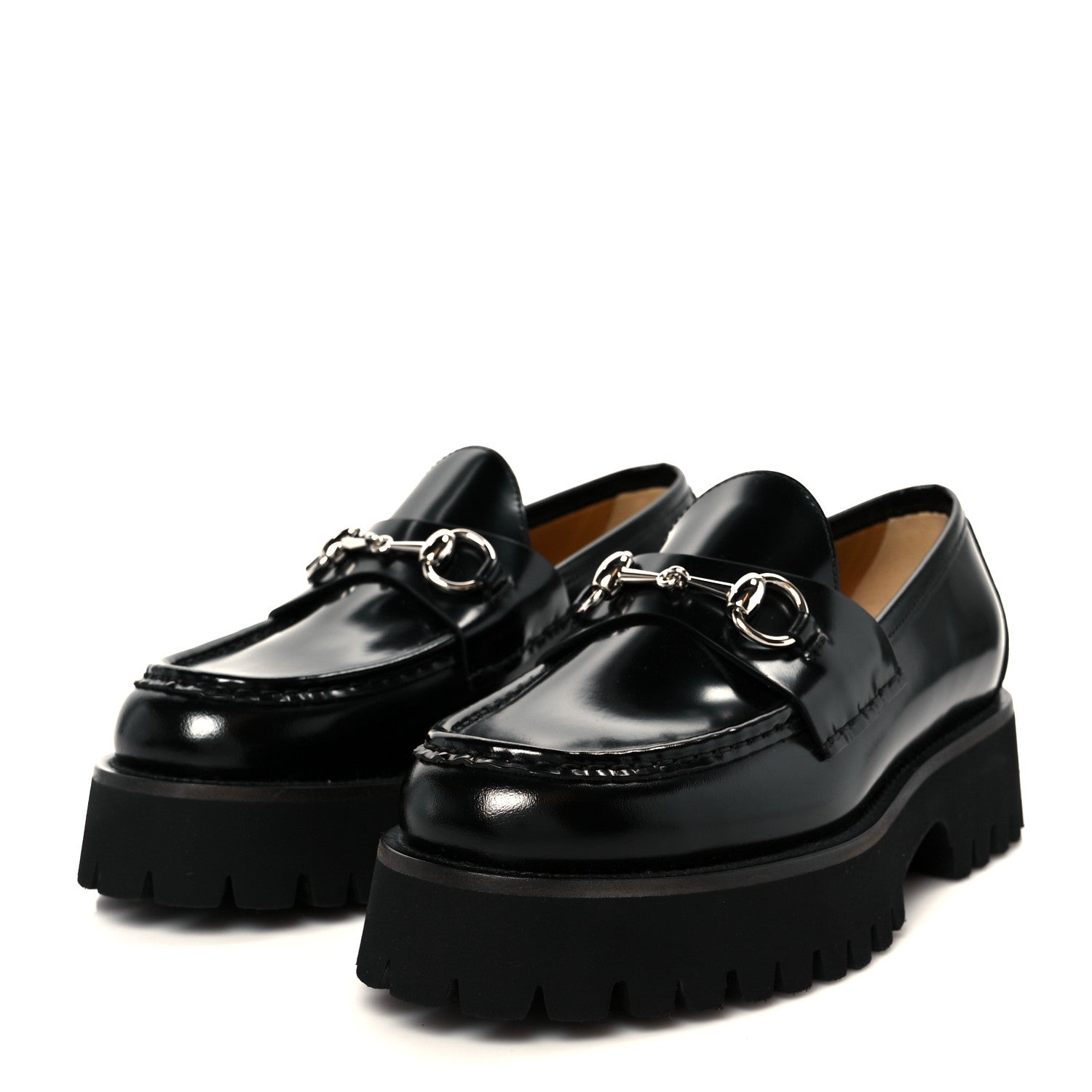 Gucci Cordovan Lux Womens Horsebit 45mm Platform Loafers 38 Black 4 of 10