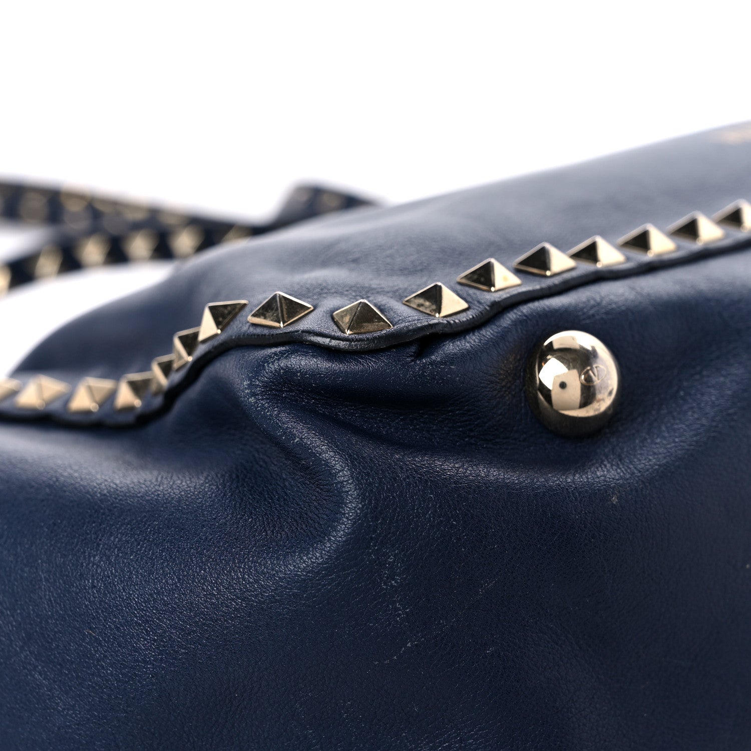 Valentino Garavani Vitello Medium Rockstud Tote Marine 9 of 33
