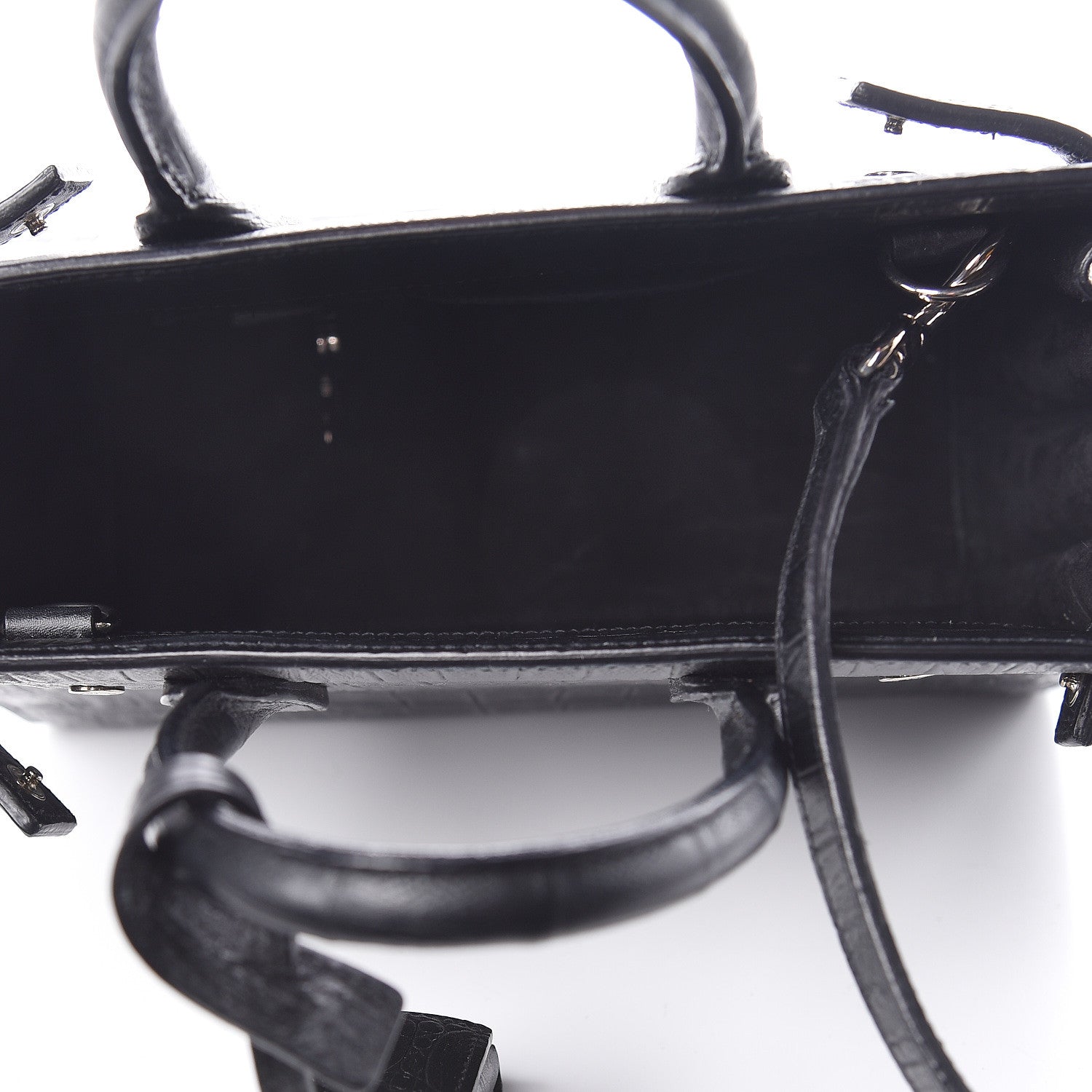 Saint Laurent Calfskin Crocodile Embossed Nano Sac De Jour Black 5 of 11