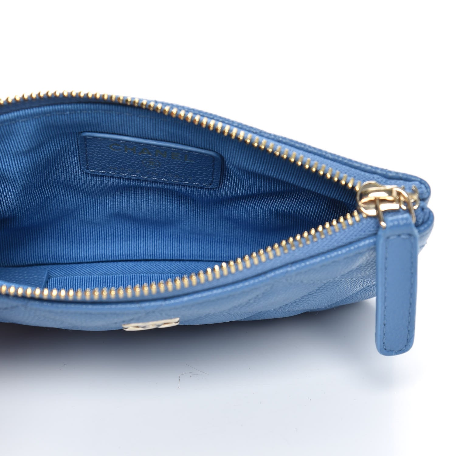 Chanel Caviar Quilted Small Cosmetic Case Blue 5 of 8