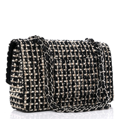 Chanel Tweed Quilted Medium Double Flap Black Multicolor 4 of 14