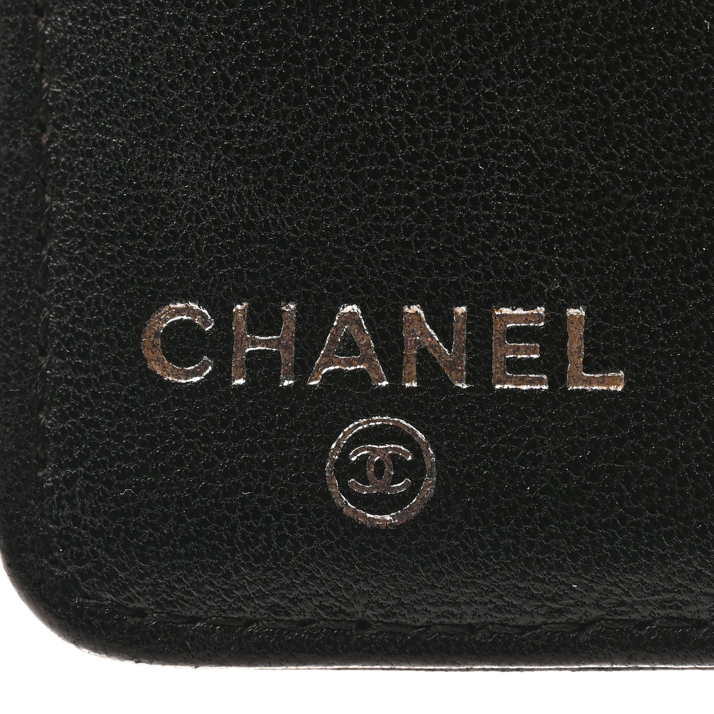 Lambskin Camellia Embossed Yen Wallet Black
