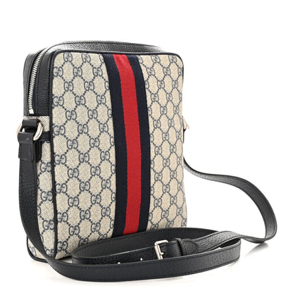 Gucci GG Supreme Monogram Textured Dollar Calfskin Web Small Ophidia Messenger Bag Beige Blue 3 of 11