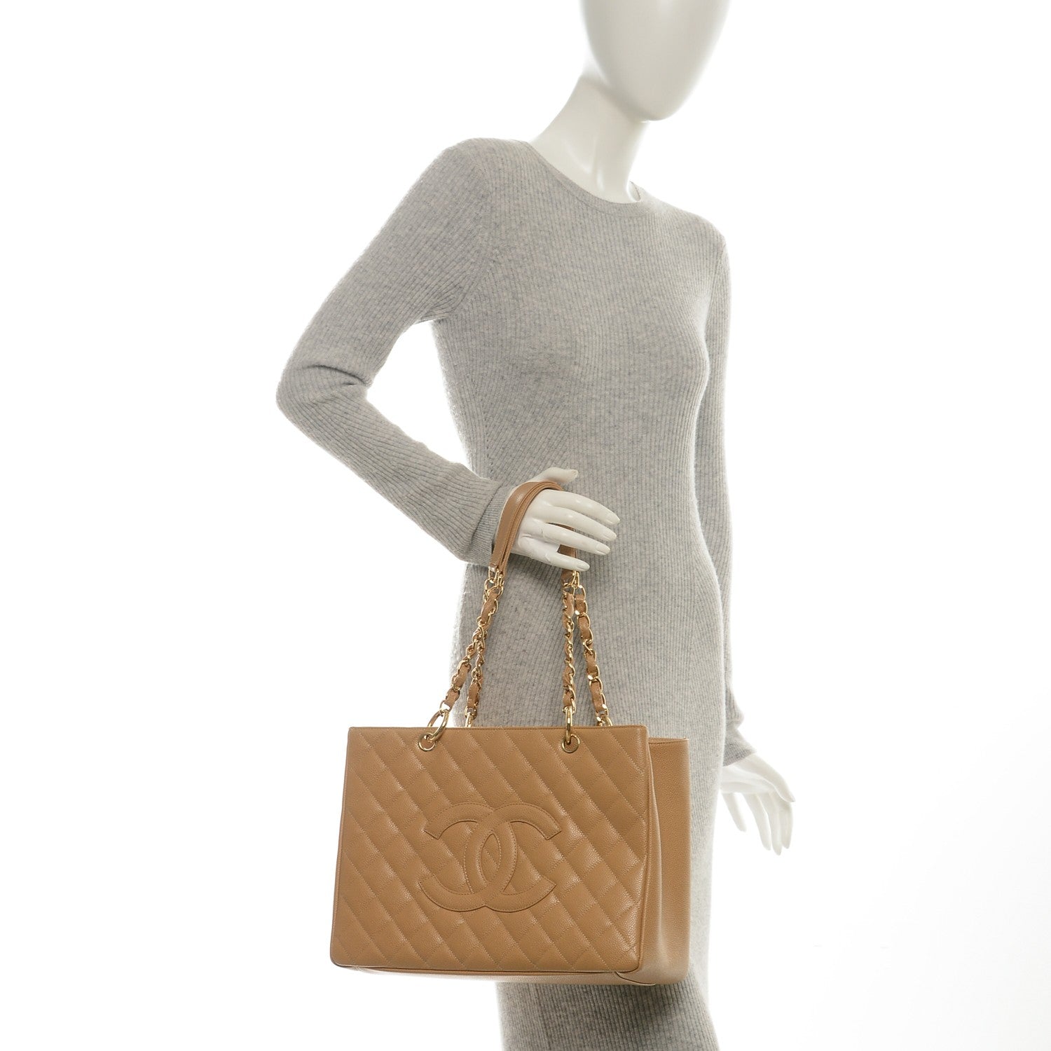 Chanel Caviar Quilted Grand Shopping Tote GST Beige 2 of 7