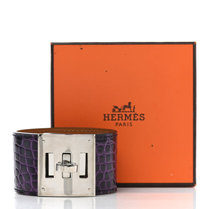 Hermes Shiny Alligator Kelly Dog Cuff Amethyst 7 of 7