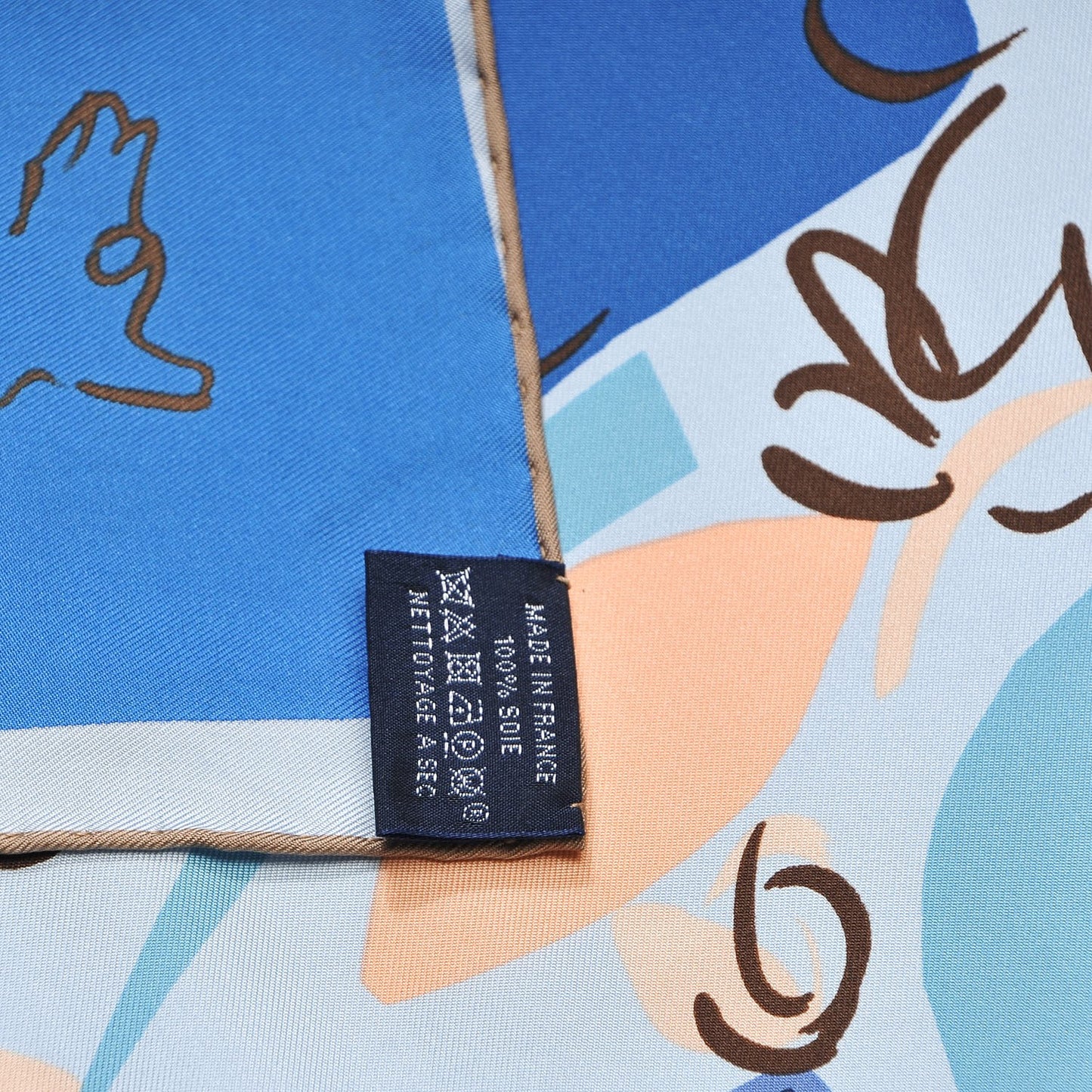 Silk La Maizeon Des Oiseaux Parleurs Scarf 90 Bleu Pale Peach Bleu