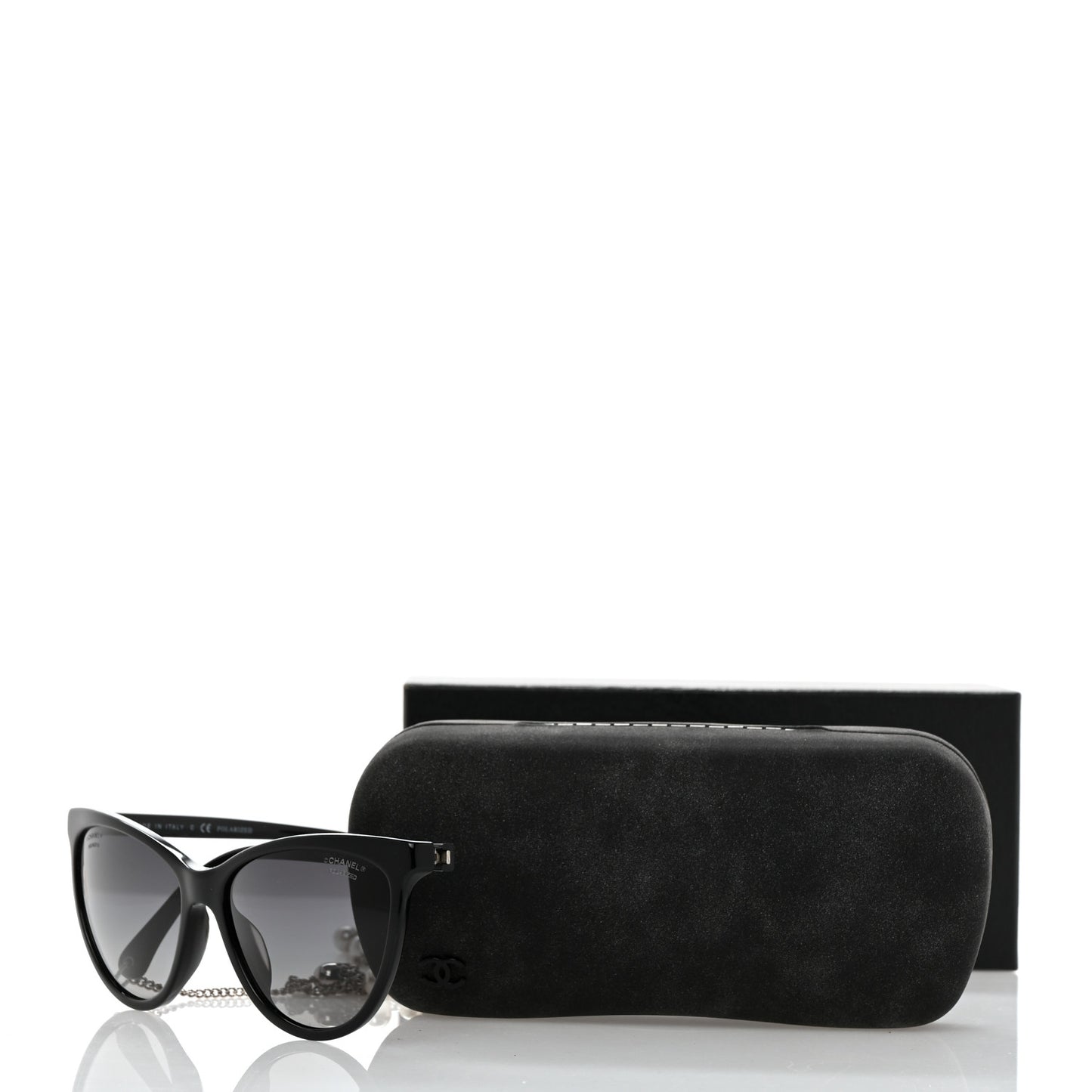 Acetate Polarized Fantasy Pearl Cat Eye Sunglasses 5341-H-A Black