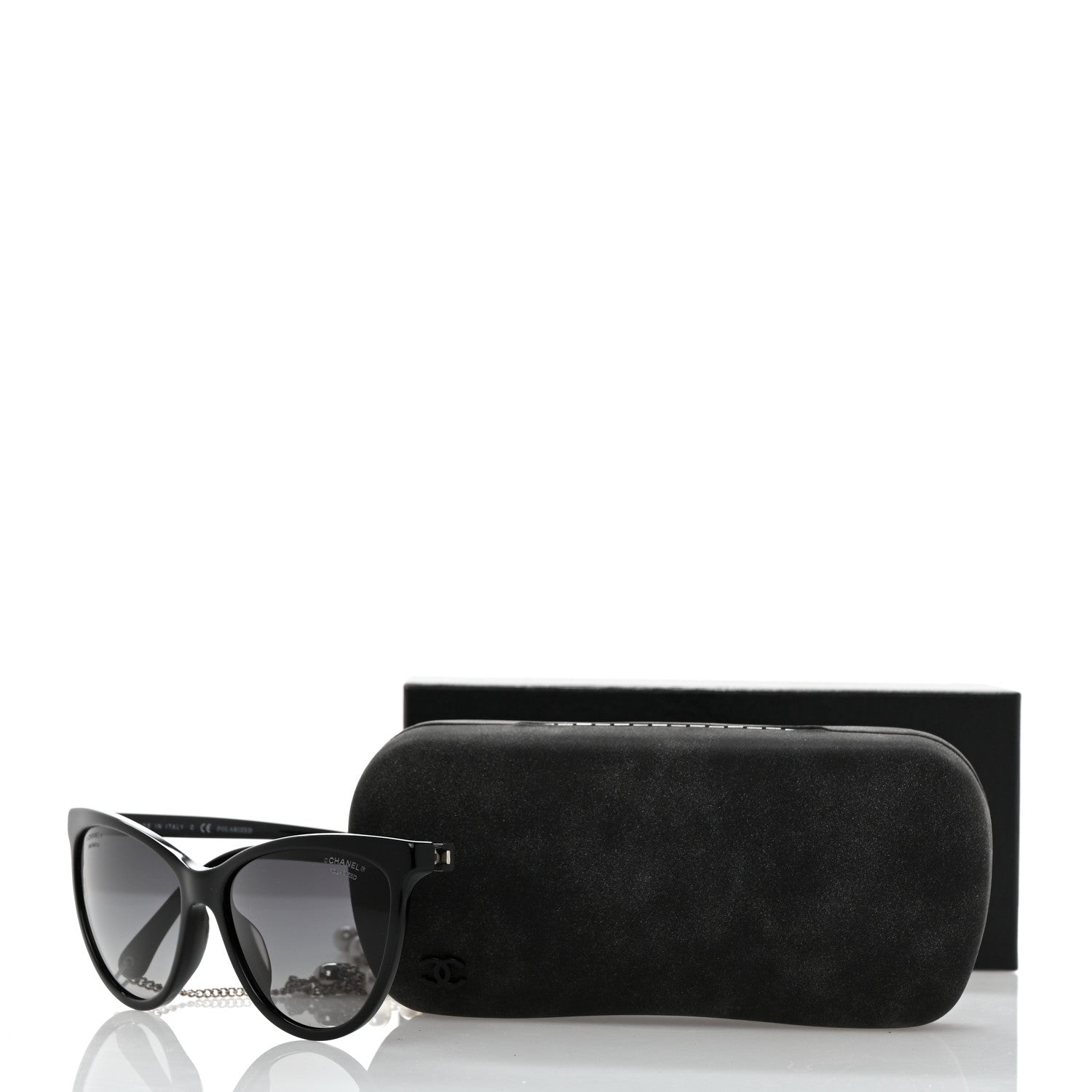 Chanel Acetate Polarized Fantasy Pearl Cat Eye Sunglasses 5341-H-A Black 9 of 9