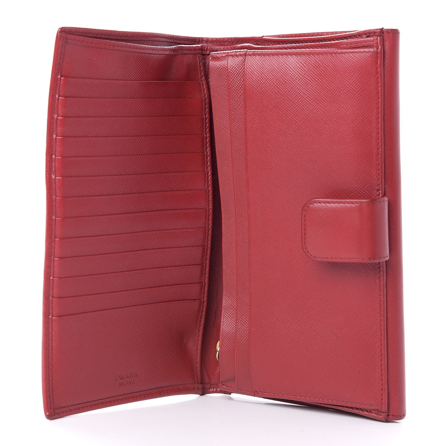Prada Saffiano Metal Continental Flap Wallet Fuoco 5 of 7