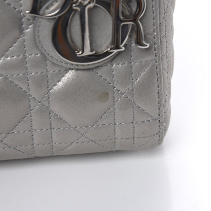 Christian Dior Metallic Lambskin Cannage Mini Lady Dior Grey 11 of 12