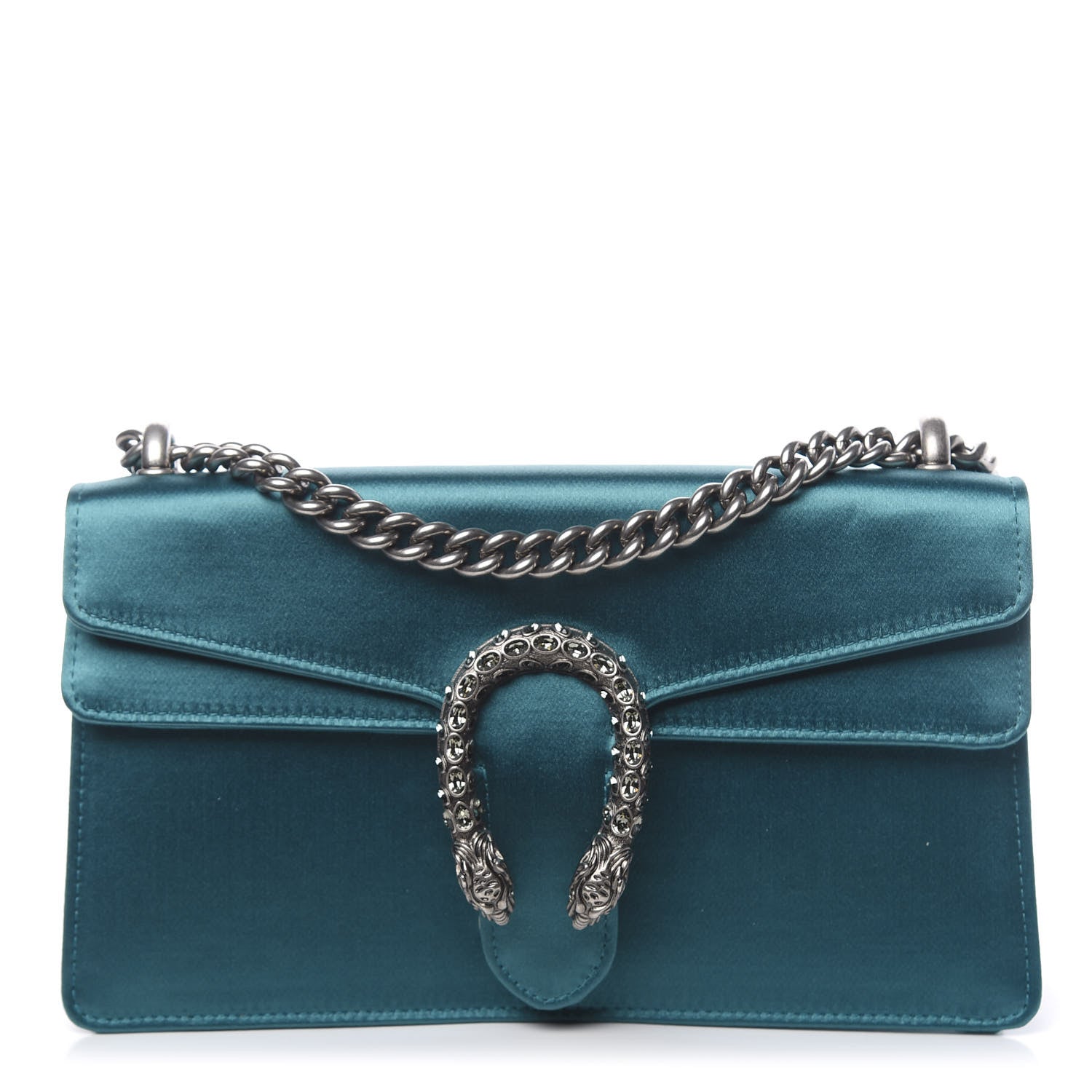 Gucci Satin Silk Crystal Small Dionysus Shoulder Bag Turchese Black Diamond 1 of 10