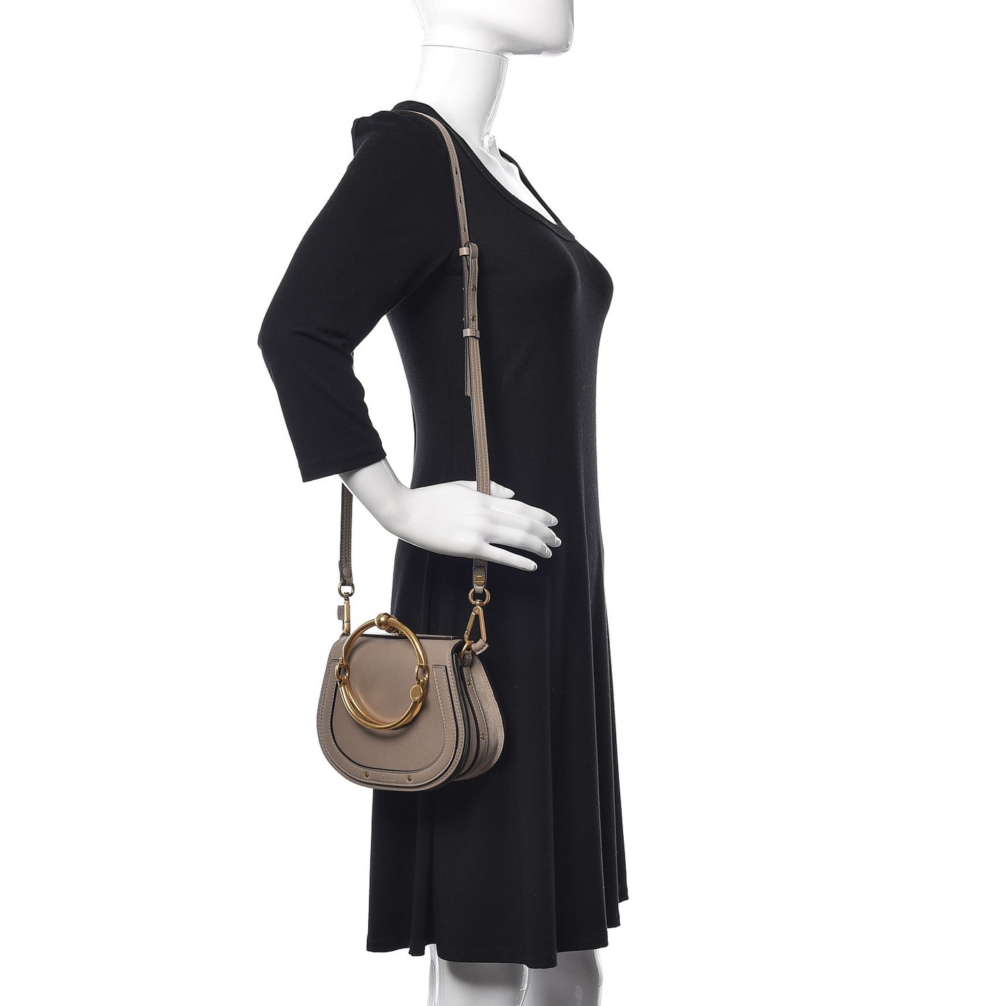 Calfskin Suede Small Nile Bracelet Bag Motty Grey