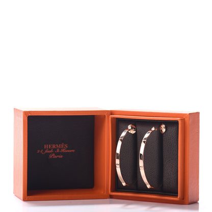 Hermes 18K Rose Gold Mini Clous Hoop Earrings 5 of 5