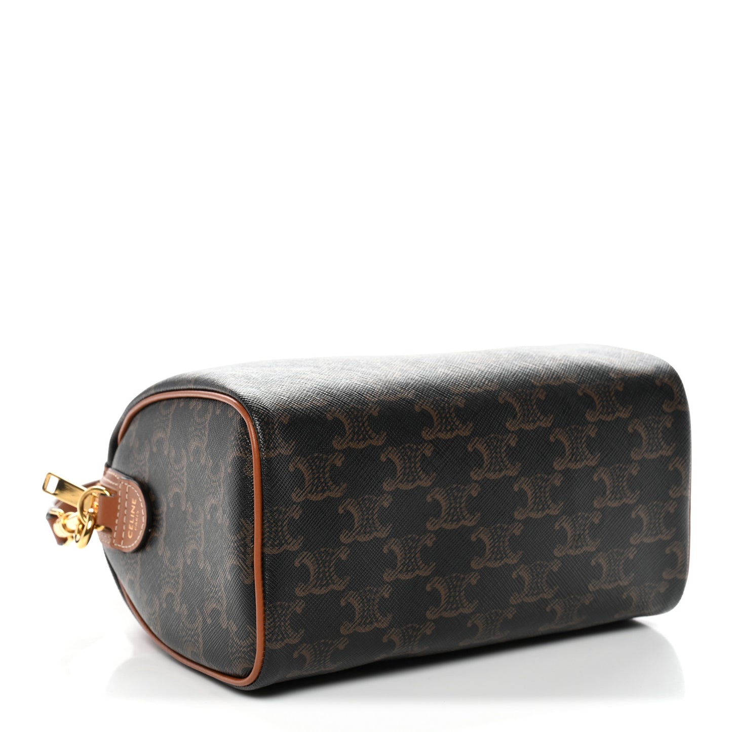 Triomphe Canvas Calfskin Small Boston Bag Tan
