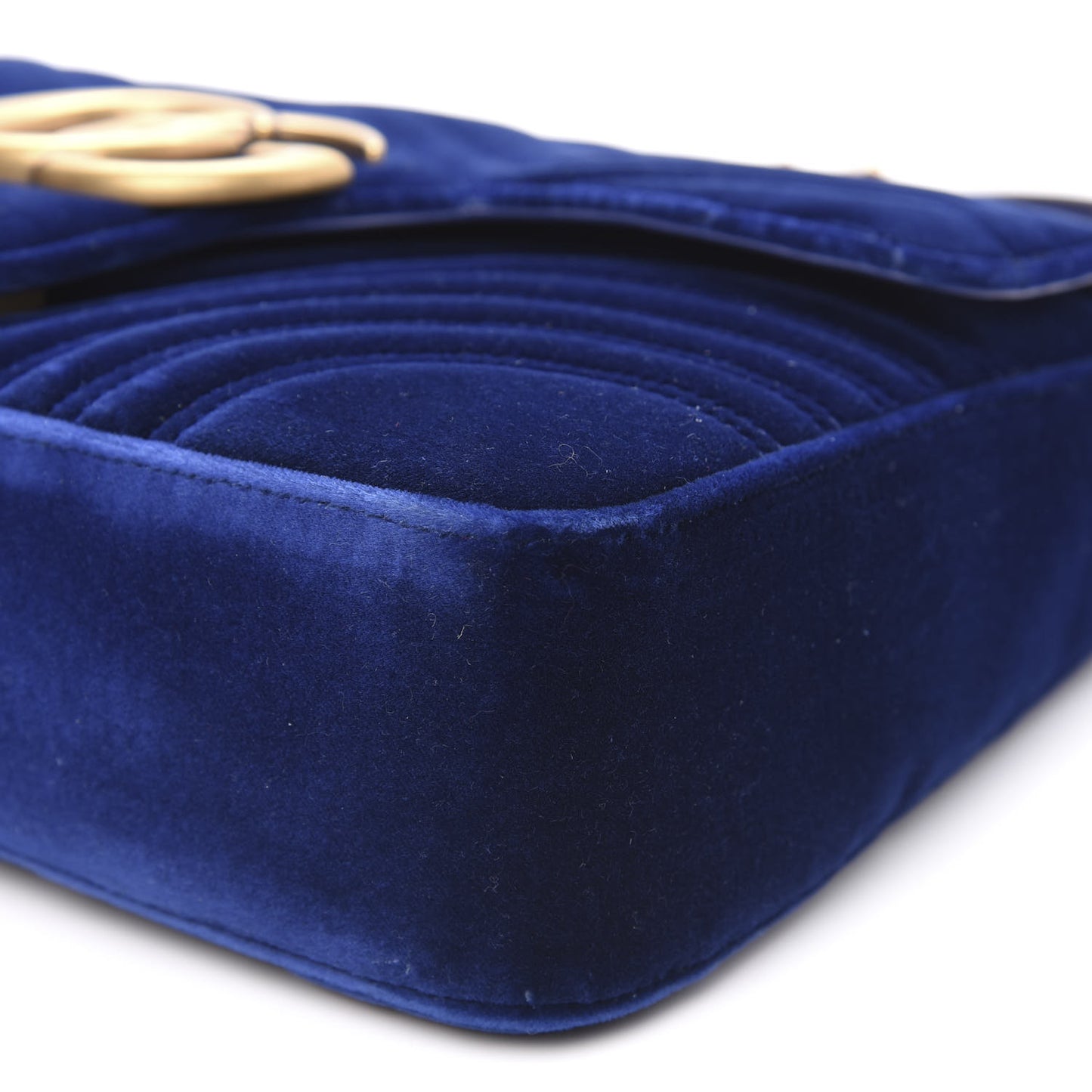 Velvet Matelasse Medium GG Marmont Shoulder Bag Cobalt Blue