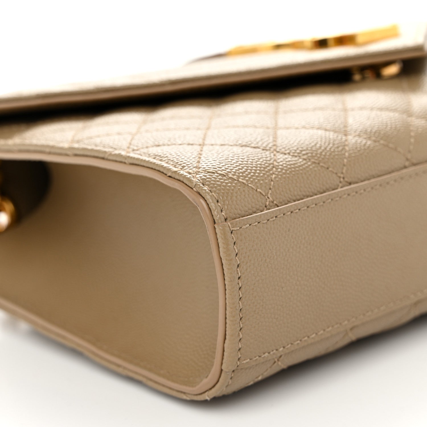 Saint Laurent Grain De Poudre Textured Mixed Matelasse Medium Triquilt Monogram Satchel Dark Latte 8 of 9